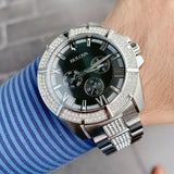 Bulova Crystal Collection Chronograph Black Dial Two Tone Steel Strap Watch for Men - 96C126 Authentic Buy Shop Now
