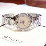 Gucci GG2570 Diamonds White Dial Silver Steel Strap Watch For Women - YA142506 Authentic Buy Shop Now