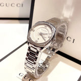 Gucci GG2570 Diamonds White Dial Silver Steel Strap Watch For Women - YA142506 Authentic Buy Shop Now