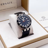 Versace Greca Sport Quartz Black Dial Black Leather Strap Watch For Men - VEZ300221 Authentic Buy Shop Now