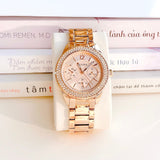 Bulova Crystal Silver Dial Rose Gold Steel Strap Watch for Women - 97N101 Authentic Buy Shop Now