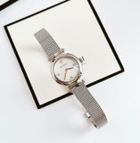 Gucci Diamantissima Quartz Diamonds Mother of Pearl Dial Silver Mesh Bracelet Watch for Women - YA141504 Authentic Buy Shop Now