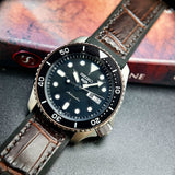 Seiko 5 Sports SKX Automatic Black Dial Black Leather Strap Watch for Men - SRPD55K2 Authentic Buy Shop Now