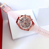 Guess Athena Rose Gold Dial Rose Gold Rubber Strap Watch for Women - GW0409L3 Authentic Buy Shop Now