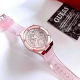 Guess Athena Rose Gold Dial Rose Gold Rubber Strap Watch for Women - GW0409L3 Authentic Buy Shop Now