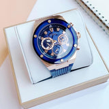 Guess Poseidon Chronograph Blue Dial Blue Silicone Strap Watch For Men - GW0425G3 Authentic Buy Shop Now