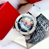 Guess Poseidon Chronograph Rainbow Dial White Silicone Strap Watch For Men - GW0425G4 Authentic Buy Shop Now