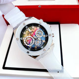 Guess Poseidon Chronograph Rainbow Dial White Silicone Strap Watch For Men - GW0425G4 Authentic Buy Shop Now