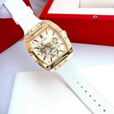 Guess Phoenix Multifunction Gold Dial White Leather Strap Watch for Men - GW0202G6 Authentic Buy Shop Now