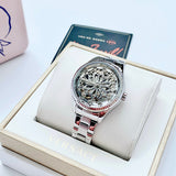 Fossil Rye Automatic Skeleton Silver Dial Silver Steel Strap Watch for Women - BQ3753 Authentic Buy Shop Now