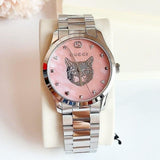 Gucci G Timeless Quartz Mother of Pearl Pink Dial Silver Steel Strap Watch for Women - YA1264166 Authentic Buy Shop Now