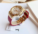 Versace Greca Silver Dial Red Leather Strap Watch for Women - VEVH00420 Authentic Buy Shop Now