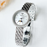 Emporio Armani Rosa Quartz Mother of Pearl Dial Silver Steel Strap Watch For Women - AR11461 Authentic Buy Shop Now