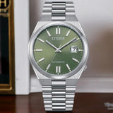 Citizen x Pantone Automatic Peaceful Green Dial Silver Steel Strap Watch For Men - NJ0158-89Z Authentic Buy Shop Now