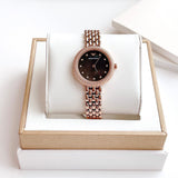 Emporio Armani Rosa Quartz Mother of Pearl Black Dial Rose Gold Steel Strap Watch For Women - AR11372 Authentic Buy Shop Now