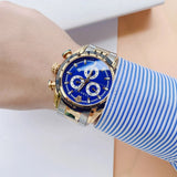 Versace V-Ray Chronograph Quartz Blue Dial Two Tone Steel Strap Watch For Men - VE2I01021 Authentic Buy Shop Now