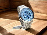 Fossil Townsman Automatic Skeleton Blue Dial Silver Steel Strap Watch for Men - ME3073 Authentic Buy Shop Now