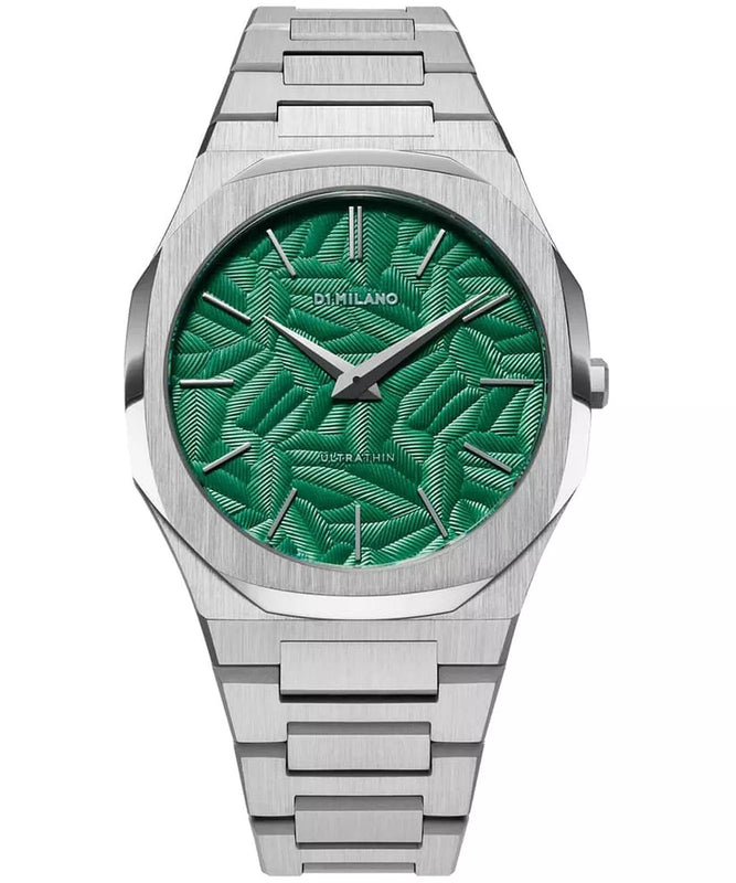 D1 Milano Ultra Thin Fir Green Dial Silver Steel Strap Watch for Men - D1-UTBJ34 Authentic Buy Shop Now