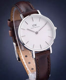 Daniel Wellington Classic Petite White Dial Brown Leather Strap Watch For Women - DW00100239 Authentic Buy Shop Now