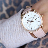 Fossil Tailor Quartz White Dial Pink Leather Strap Watch for Women - ES4393 Authentic Buy Shop Now
