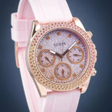 Guess Sparkling Chronograph Crystals Pink Dial Pink Silicone Strap Watch For Women - GW0032L4 Authentic Buy Shop Now