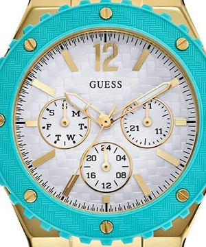 Guess Overdrive White Dial Turquoise Rubber Strap Watch for Women - W0149L3 Authentic Buy Shop Now