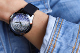 Guess Crush Crystals Silver Dial Black Rubber Strap Watch for Women - W1223L4 Authentic Buy Shop Now