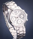 Guess Mini Sunrise Silver Dial Silver Steel Strap Watch For Women - W0448L1 Authentic Buy Shop Now