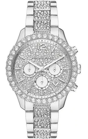 Michael Kors Layton Chronograph Silver Dial Silver Steel Strap Watch For Women - MK6976 Authentic Buy Shop Now