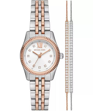 Michael Kors Lexington Three-Hand White Dial Two Tone Steel Strap Watch for Women - MK4817 Authentic Buy Shop Now