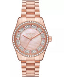 Michael Kors Lexington Three Hand Mother of Pearl Pink Dial Rose Gold Steel Strap Watch For Women - MK7444 Authentic Buy Shop Now
