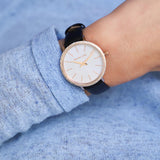 Michael Kors Pyper Three Hand White Dial Black Leather Strap Watch For Women - MK2835 Authentic Buy Shop Now