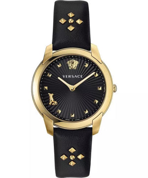 Versace Audrey Quartz Black Dial Black Leather Strap Watch for Women - VELR00319 Authentic Buy Shop Now