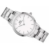 Daniel Wellington Iconic Link White Dial Silver Steel Strap Watch For Women - DW00100205 Authentic Buy Shop Now