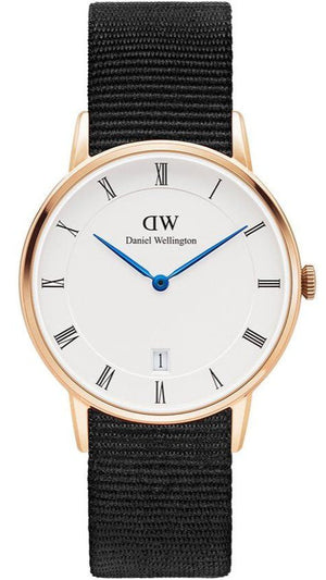 Daniel Wellington Dapper Cornwall White Dial Black Nylon Strap Watch For Women - DW00100263 Authentic Buy Shop Now