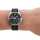 Emporio Armani Claudio Chronograph Black Dial Black Leather Strap Watch For Men - AR11542 Authentic Buy Shop Now