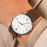 Emporio Armani Kappa Silver Dial Brown Leather Strap Watch for Men - AR11173 Authentic Buy Shop Now