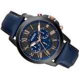 Fossil Grant Chronograph Black Dial Blue Leather Strap Watch for Men - FS5061 Authentic Buy Shop Now