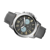 Fossil Grant Chronograph Gunmetal Grey Dial Grey Leather Strap Watch for Men - FS5183 Authentic Buy Shop Now