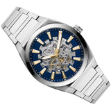 Fossil Everett Automatic Skeleton Blue Dial Silver Steel Strap Watch for Men - ME3220 Authentic Buy Shop Now