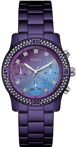 Guess Confetti Diamonds Purple Dial Purple Steel Strap Watch for Women - W0774L4 Authentic Buy Shop Now