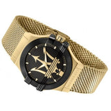 Maserati Potenza Quartz Black Dial Gold Mesh Bracelet Watch For Men - R8853108006 Authentic Buy Shop Now