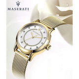 Maserati Epoca Mother of Pearl Dial Yellow Gold Mesh Strap Watch For Women - R8853118502 Authentic Buy Shop Now