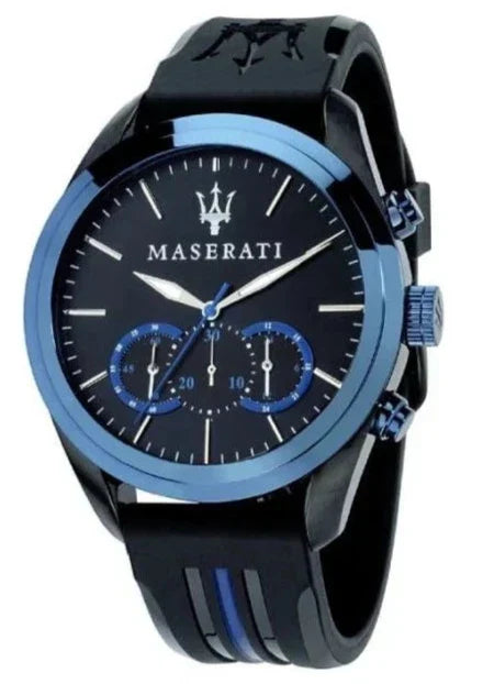 Maserati Traguardo Sports Blue Dial Black Rubber Strap Watch For Men - R8871612006 Authentic Buy Shop Now