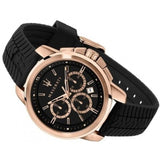 Maserati Successo 44mm Black Rose Gold Dial Black Rubber Strap Watch For Men - R8871621012 Authentic Buy Shop Now