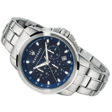 Maserati Successo Chronograph Blue Dial Silver Steel Strap Watch For Men - R8873621002 Authentic Buy Shop Now
