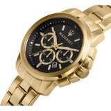 Maserati Successo 44mm Black Dial Gold Stainless Steel Strap Watch For Men - R8873621013 Authentic Buy Shop Now