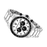 Maserati SFIDA Chronograph White Dial Silver Steel Strap Watch For Men - R8873640003 Authentic Buy Shop Now