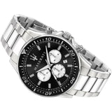 Maserati SFIDA Chronograph Black Dial Silver Steel Strap Watch For Men - R8873640004 Authentic Buy Shop Now