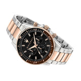Maserati SFIDA Chronograph Black Dial Two Tone Steel Strap Watch For Men - R8873640009 Authentic Buy Shop Now
